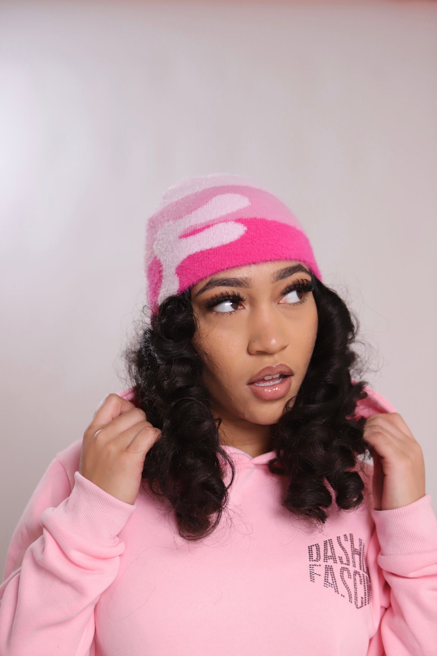 Pink Mohair Beanie