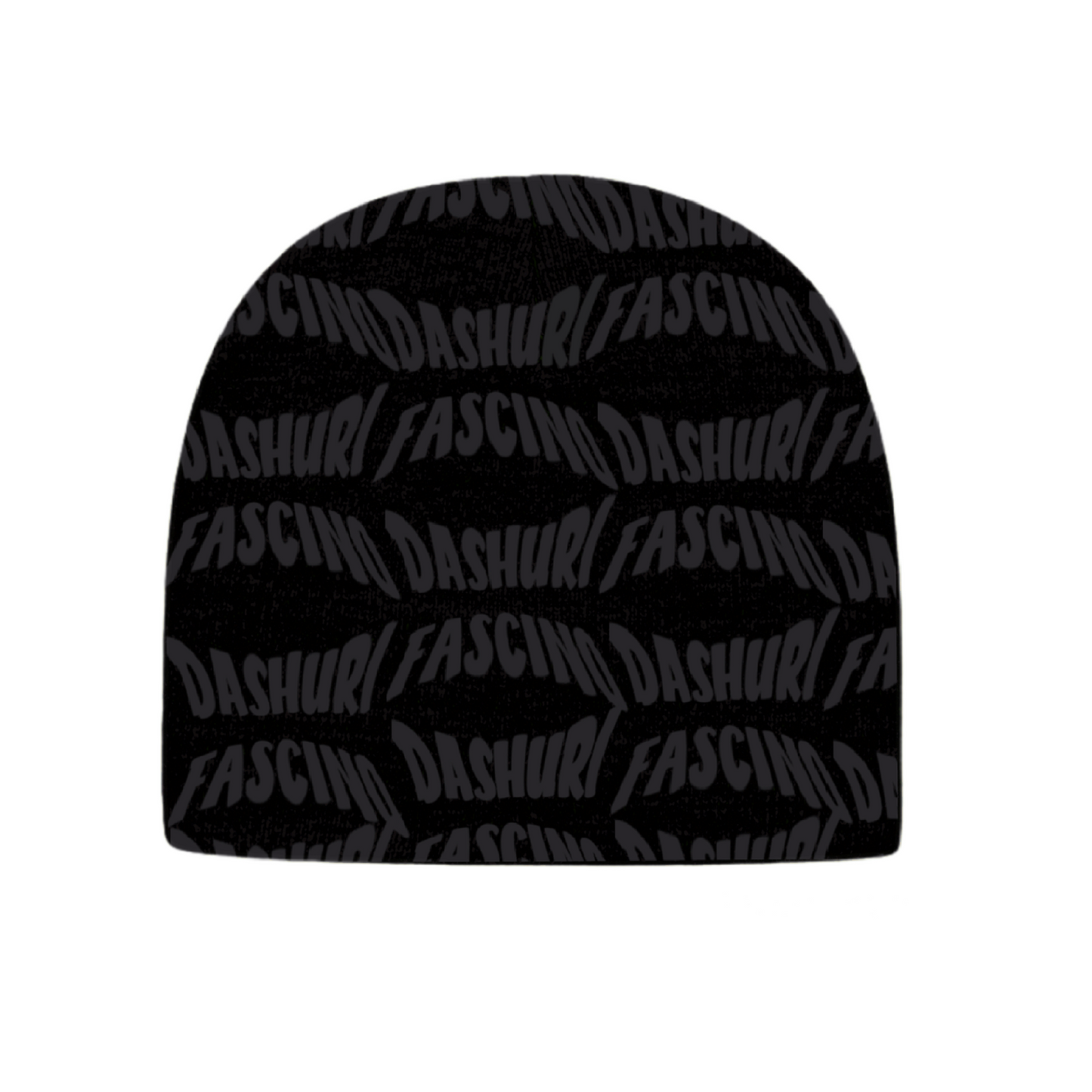 Black Allover Logo Beanie